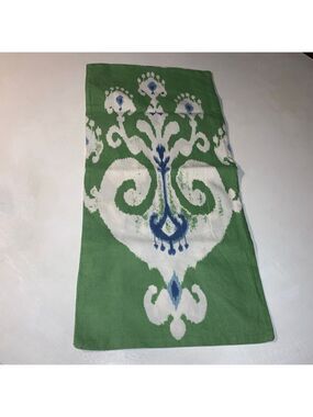 Pottery Barn Green White Ikat throw pillow case One Size